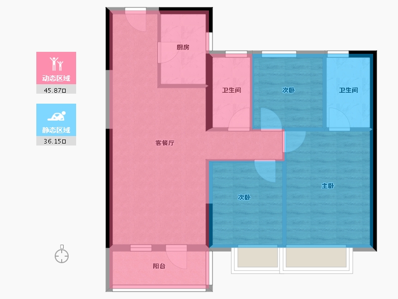 辽宁省-沈阳市-一方·上河府-73.29-户型库-动静分区