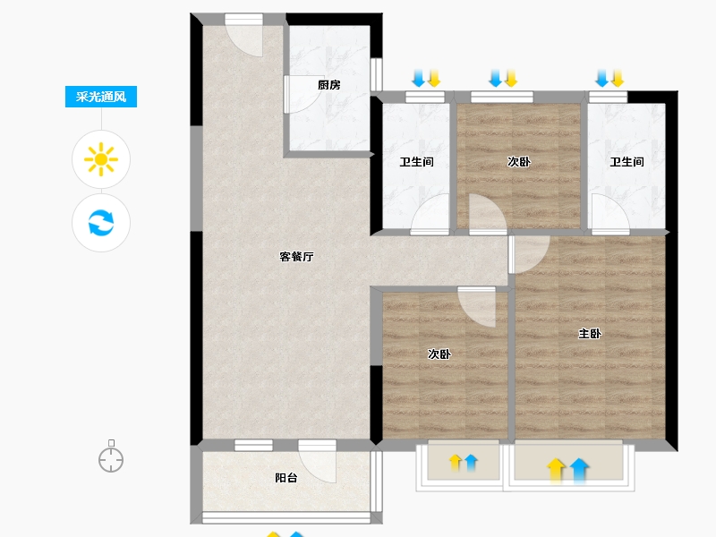 辽宁省-沈阳市-一方·上河府-73.29-户型库-采光通风