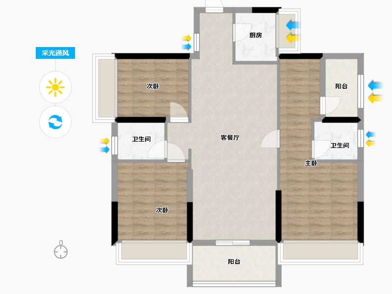 广东省-惠州市-仁和美地-108.00-户型库-采光通风