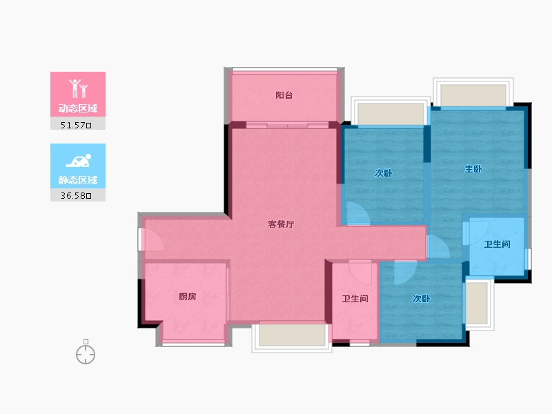 广东省-东莞市-松湖碧桂园·天钻-78.76-户型库-动静分区