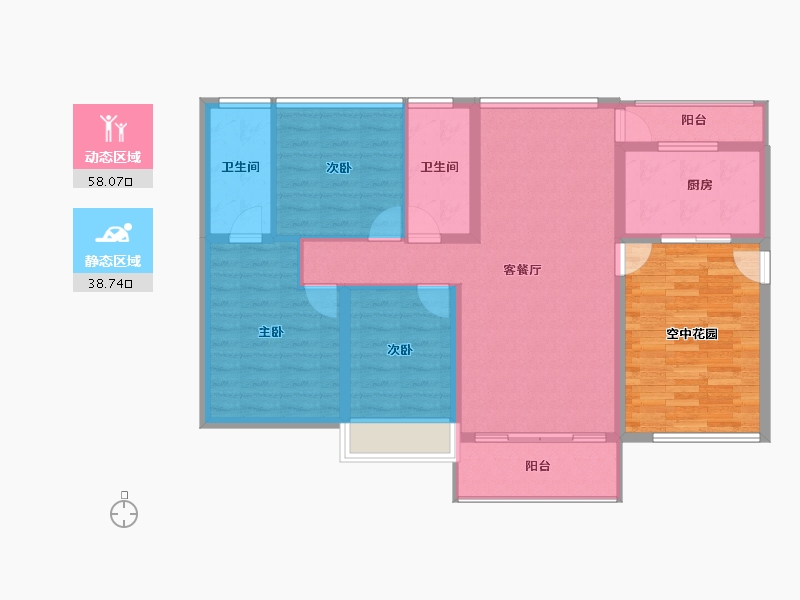 广东省-东莞市-碧桂园玫瑰臻园-102.25-户型库-动静分区