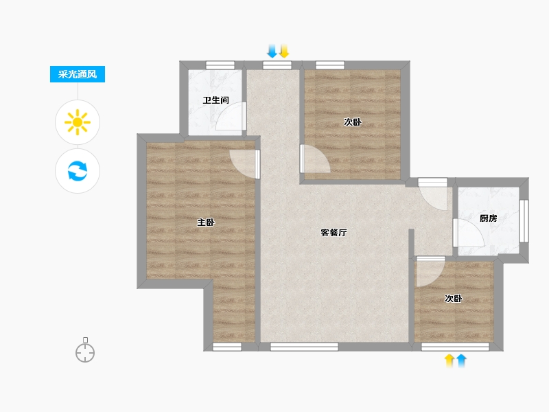 广东省-珠海市-青竹花园-70.00-户型库-采光通风