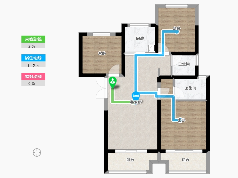 河南省-郑州市-三王庄滨河花园一号院-80.00-户型库-动静线