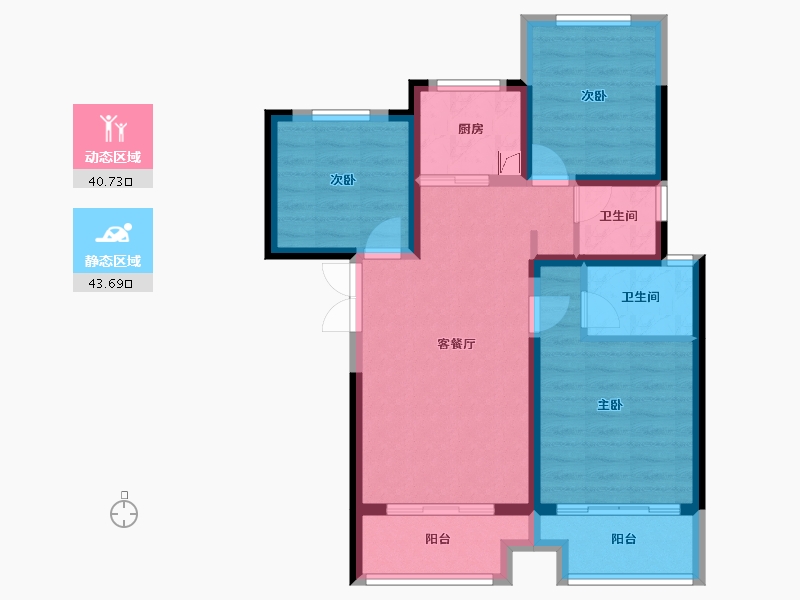 河南省-郑州市-三王庄滨河花园一号院-80.00-户型库-动静分区