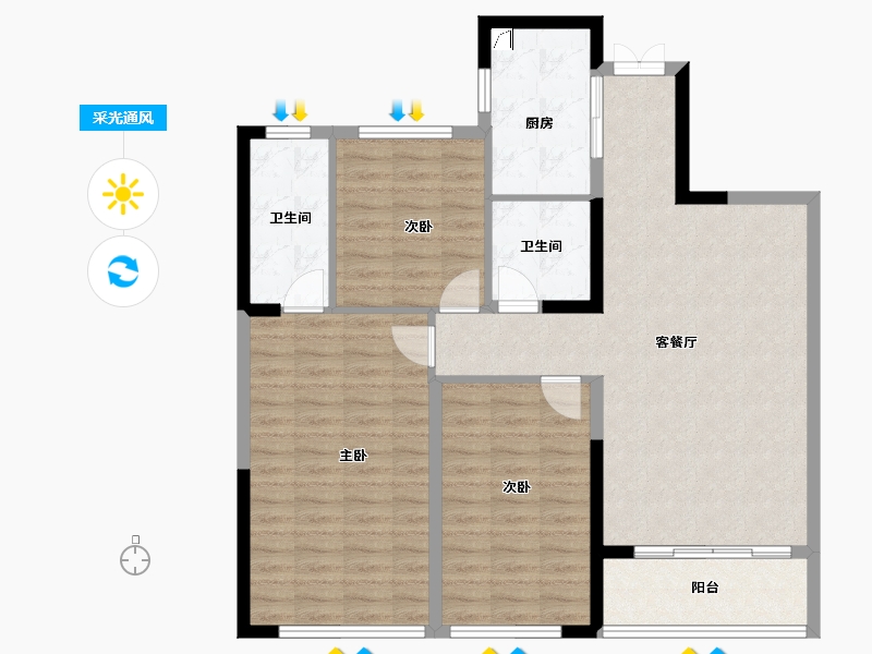 湖北省-武汉市-枫华国际-100.95-户型库-采光通风