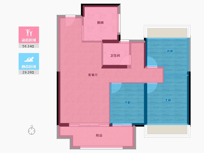 江苏省-常州市-新城熙隽-76.80-户型库-动静分区