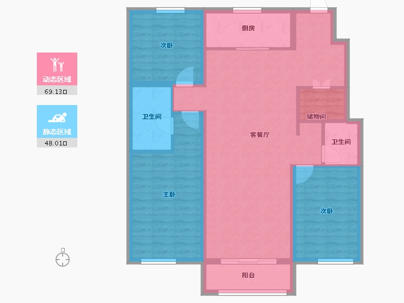 辽宁省-沈阳市-万科翡翠观澜-105.49-户型库-动静分区