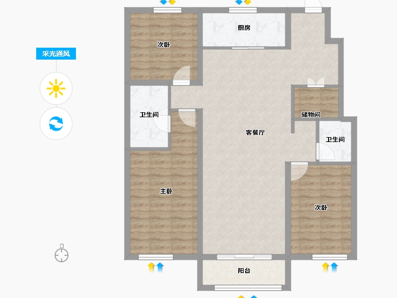 辽宁省-沈阳市-万科翡翠观澜-105.49-户型库-采光通风