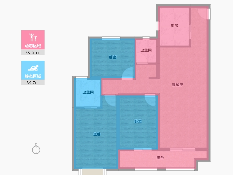 陕西省-咸阳市-旭辉江山阅-84.80-户型库-动静分区