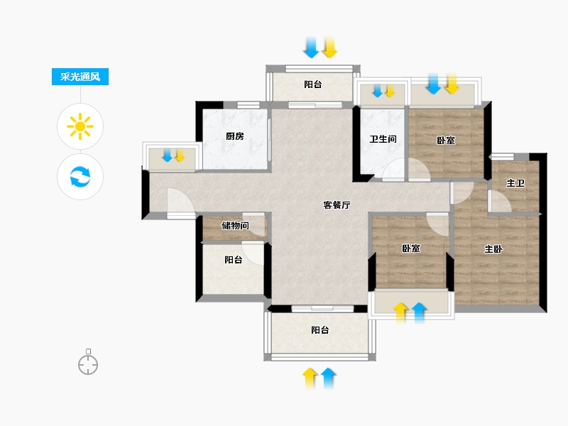 广东省-佛山市-信业悦容台-80.81-户型库-采光通风