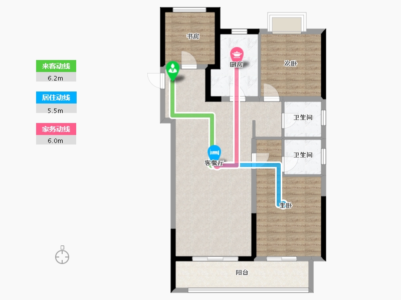 湖北省-武汉市-中粮祥云地铁小镇-93.60-户型库-动静线