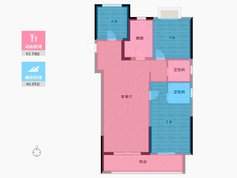 湖北省-武汉市-中粮祥云地铁小镇-93.60-户型库-动静分区