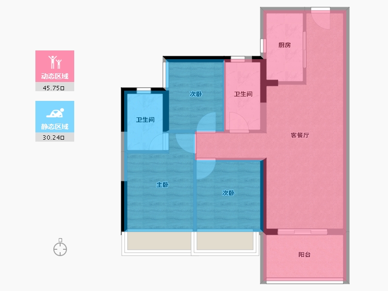 广东省-东莞市-卓越华堂卓著天城·辰光-67.54-户型库-动静分区