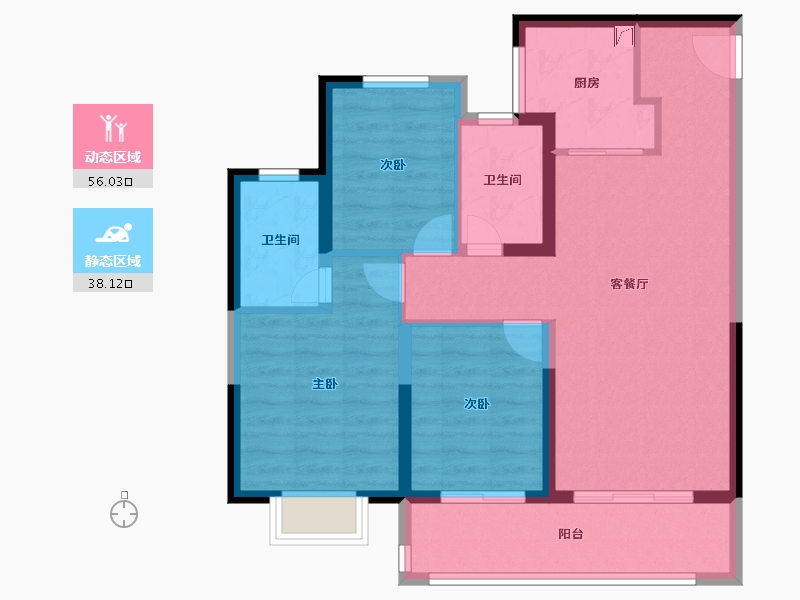 江苏省-无锡市-彰泰融创春岸雅筑-84.01-户型库-动静分区