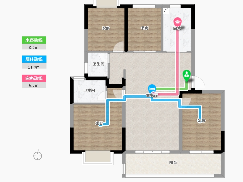 江苏省-无锡市-彰泰融创春岸雅筑-100.00-户型库-动静线