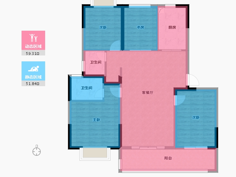 江苏省-无锡市-彰泰融创春岸雅筑-100.00-户型库-动静分区