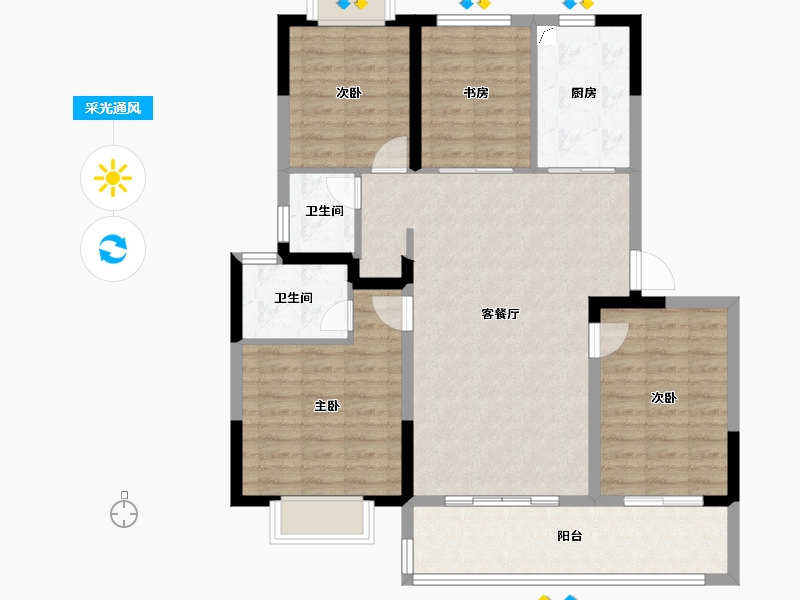 江苏省-无锡市-彰泰融创春岸雅筑-100.00-户型库-采光通风