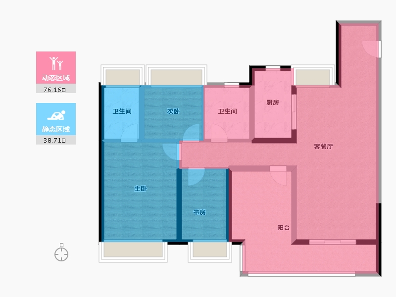 湖南省-长沙市-环球融创会展上东区-102.55-户型库-动静分区