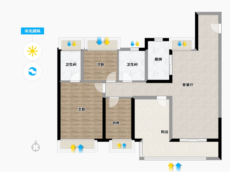 湖南省-长沙市-环球融创会展上东区-102.55-户型库-采光通风