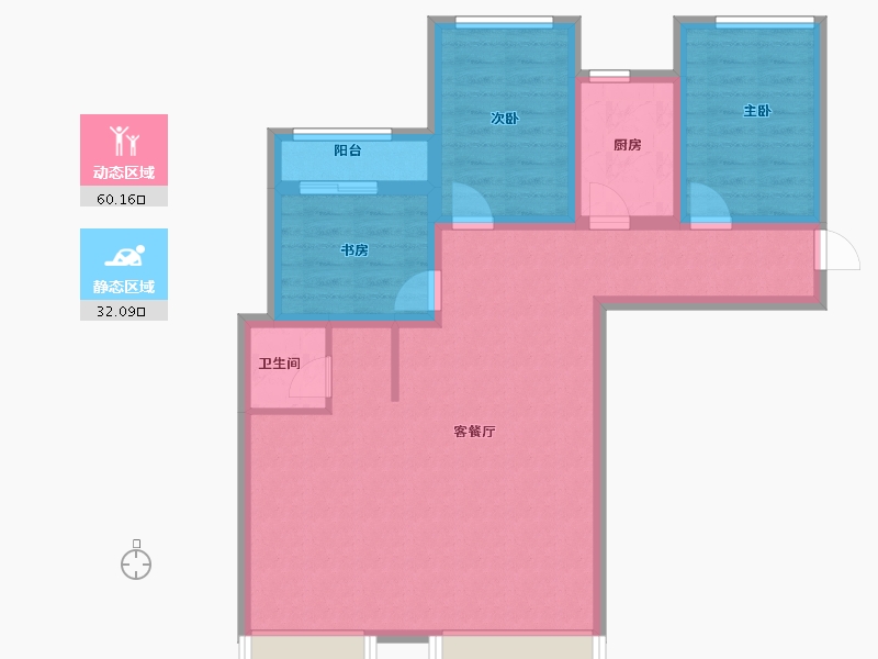 湖南省-长沙市-金科景朝集美星宸-82.21-户型库-动静分区