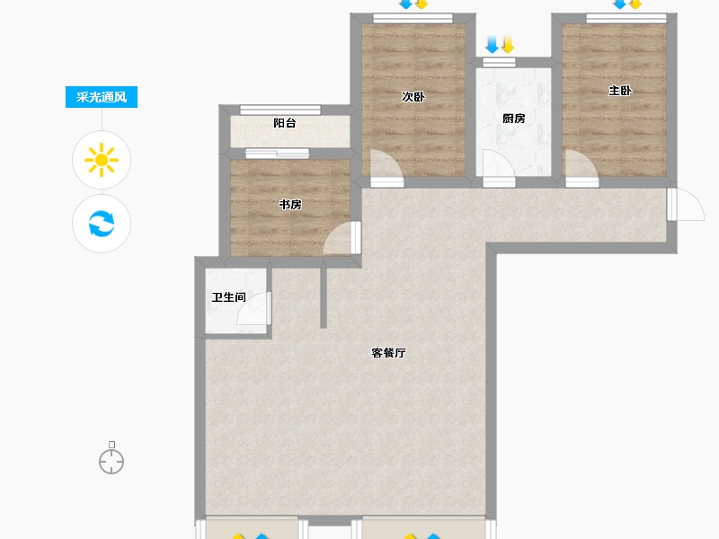 湖南省-长沙市-金科景朝集美星宸-82.21-户型库-采光通风