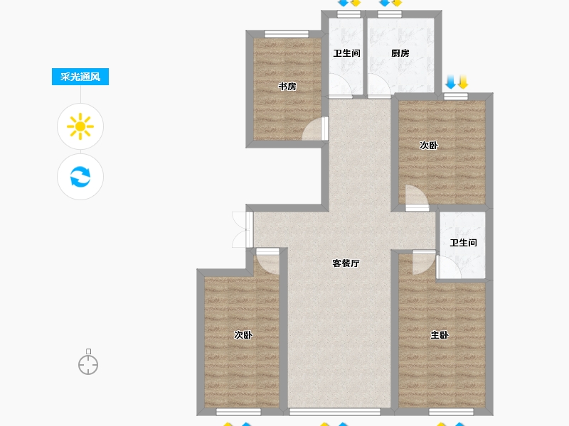 山东省-潍坊市-华安·东方名郡-91.20-户型库-采光通风