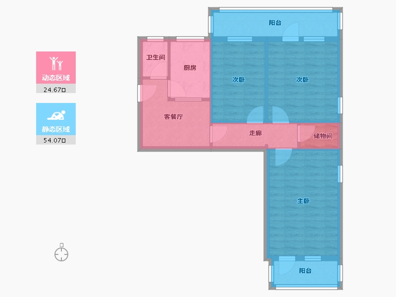 北京-北京市-洋桥北里-65.00-户型库-动静分区