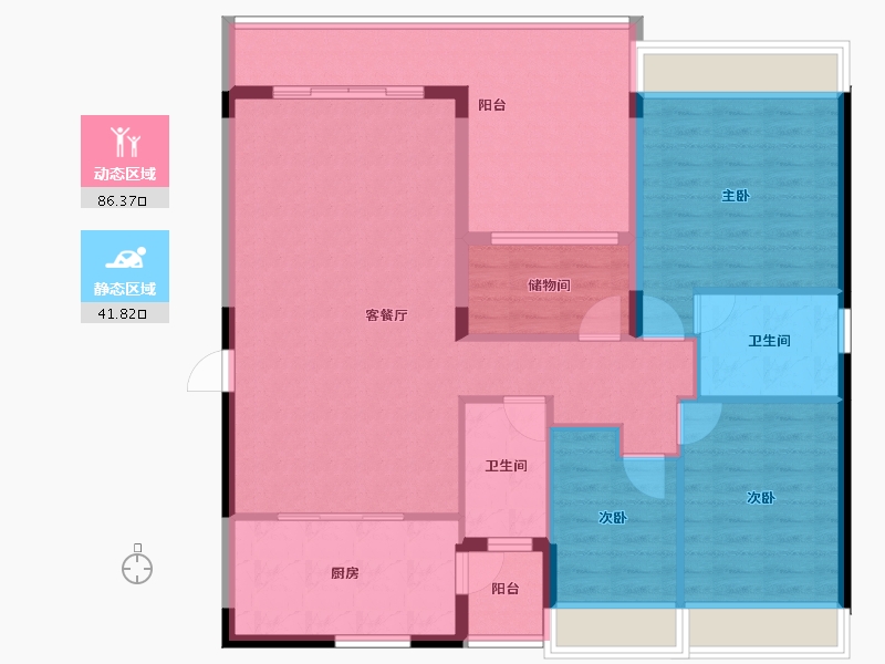 广东省-东莞市-碧桂园玫瑰臻园-115.96-户型库-动静分区