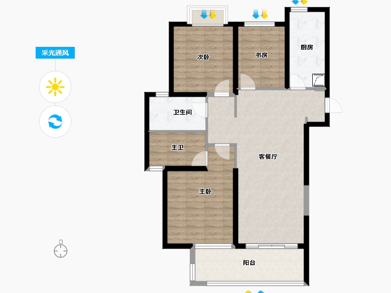 湖北省-武汉市-新力雅园-96.45-户型库-采光通风