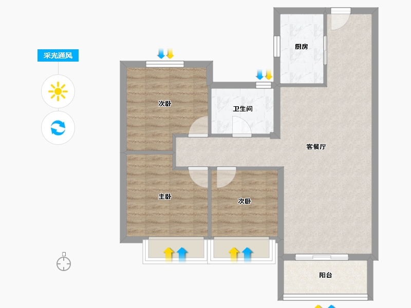 湖南省-长沙市-金地艺境-77.37-户型库-采光通风