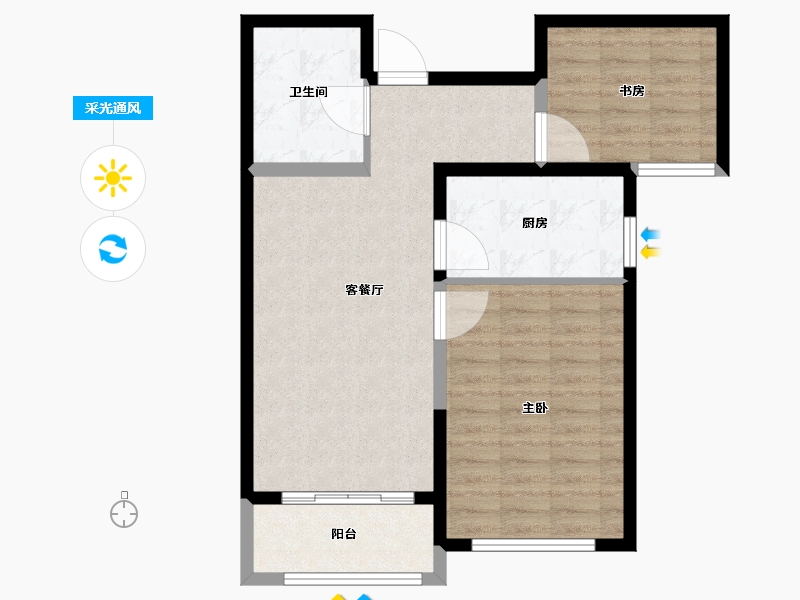 山东省-潍坊市-中冶潍坊公馆-71.21-户型库-采光通风