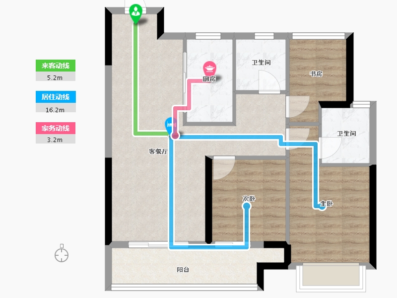 湖北省-武汉市-中粮祥云地铁小镇-76.00-户型库-动静线