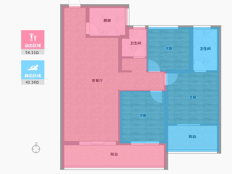 湖南省-长沙市-旭辉·汇樾城-88.96-户型库-动静分区