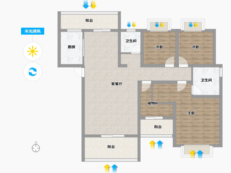 湖南省-长沙市-旭辉·汇樾城-116.07-户型库-采光通风