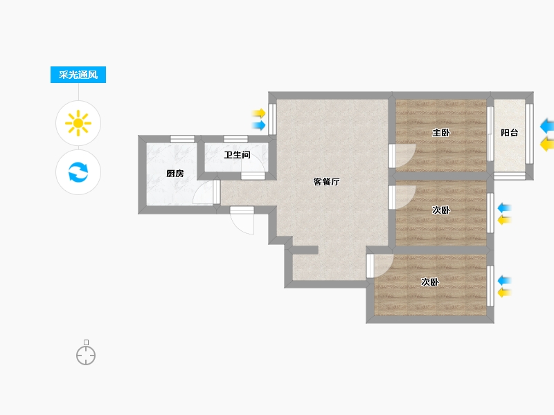 北京-北京市-秀水园-64.00-户型库-采光通风