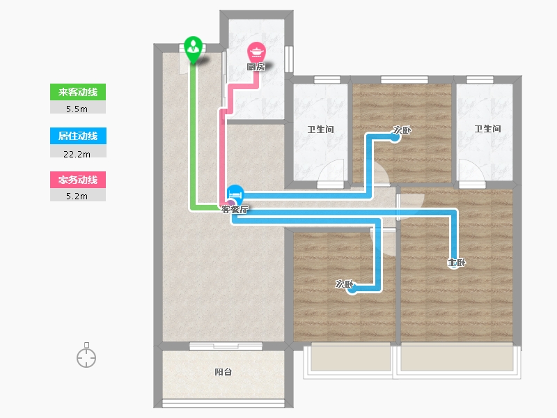 湖南省-长沙市-金地艺境-86.86-户型库-动静线