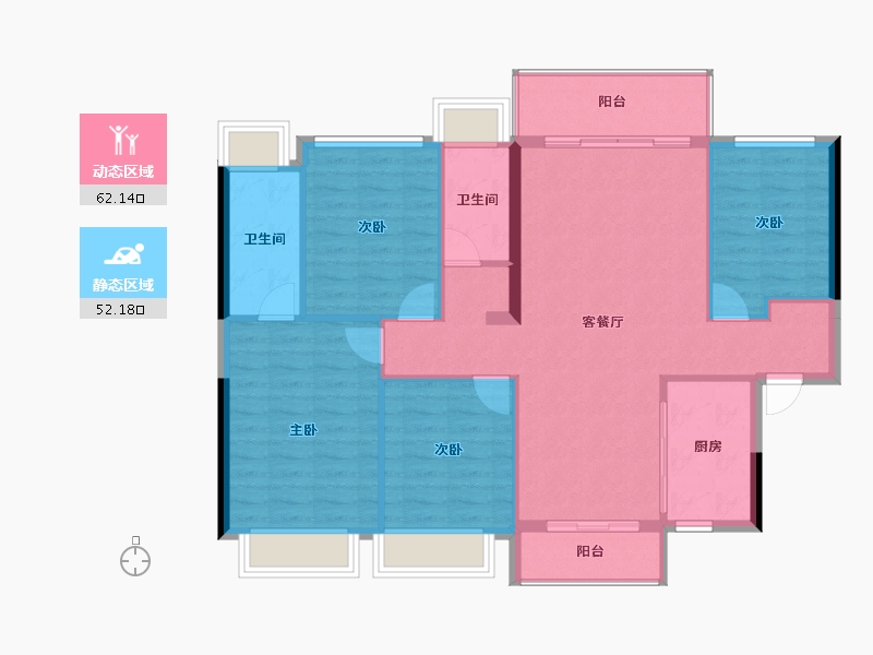 贵州省-贵阳市-碧桂园印象花溪-104.63-户型库-动静分区