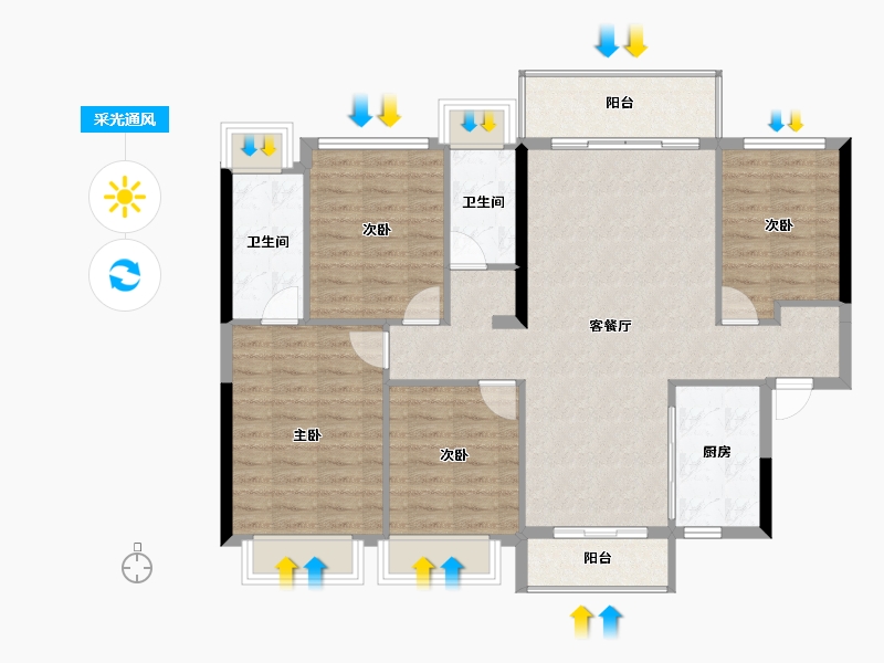 贵州省-贵阳市-碧桂园印象花溪-104.63-户型库-采光通风