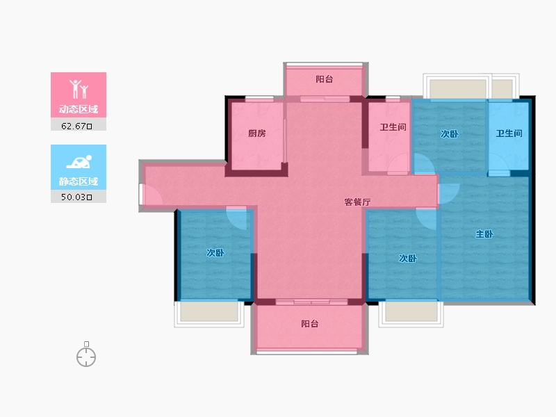 广东省-东莞市-松湖碧桂园·天钻-100.95-户型库-动静分区