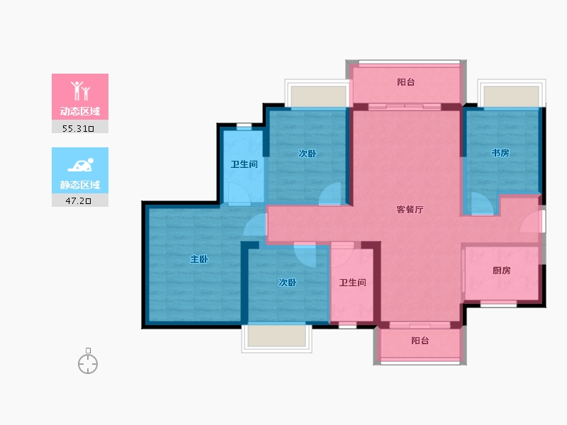 广东省-东莞市-三盈·新壹城-90.95-户型库-动静分区