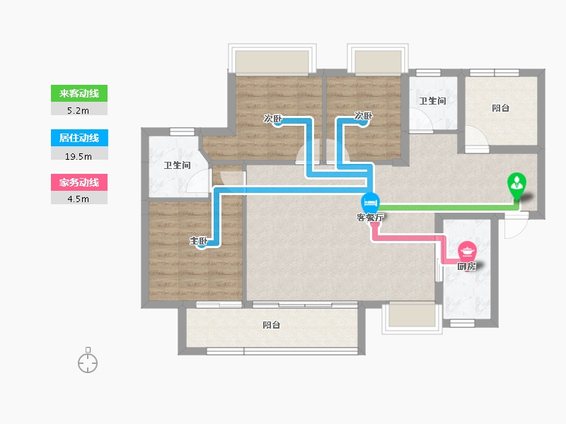 湖南省-长沙市-金科景朝集美星宸-88.00-户型库-动静线