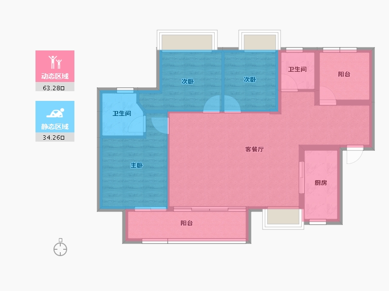 湖南省-长沙市-金科景朝集美星宸-88.00-户型库-动静分区