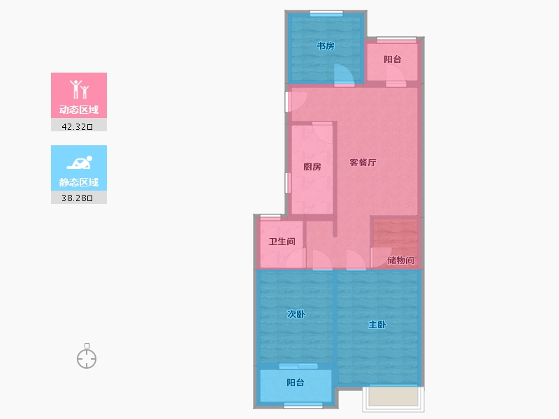 浙江省-杭州市-海潮雅园-76.00-户型库-动静分区