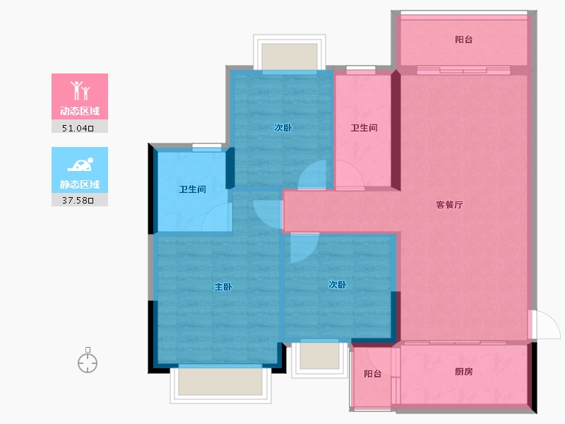 贵州省-贵阳市-贵阳恒大观山学府-79.76-户型库-动静分区