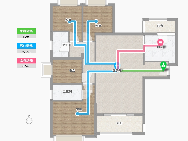 福建省-龙岩市-恒大绿洲二期-105.00-户型库-动静线