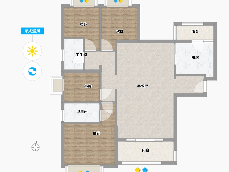 福建省-龙岩市-恒大绿洲二期-105.00-户型库-采光通风