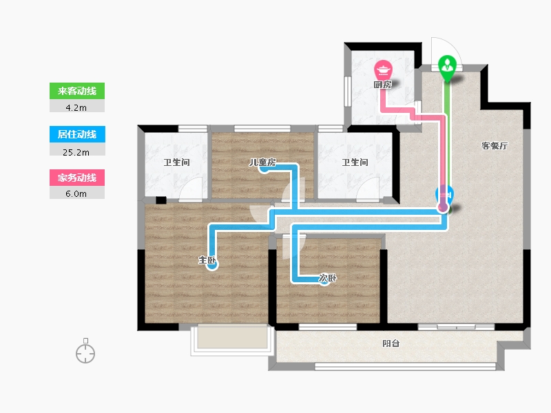 湖北省-武汉市-百步亭和谐里-96.92-户型库-动静线