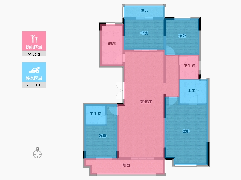 湖北省-武汉市-五矿万境水岸-127.20-户型库-动静分区