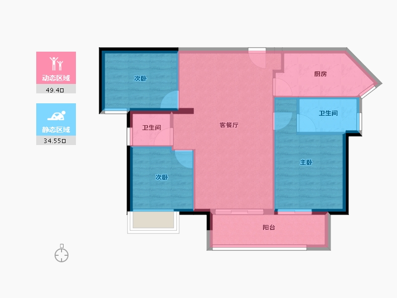 广东省-珠海市-九洲(保利天和）-76.02-户型库-动静分区