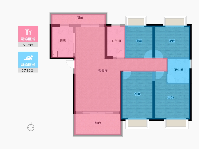 湖南省-长沙市-万润·滨江天著-116.77-户型库-动静分区